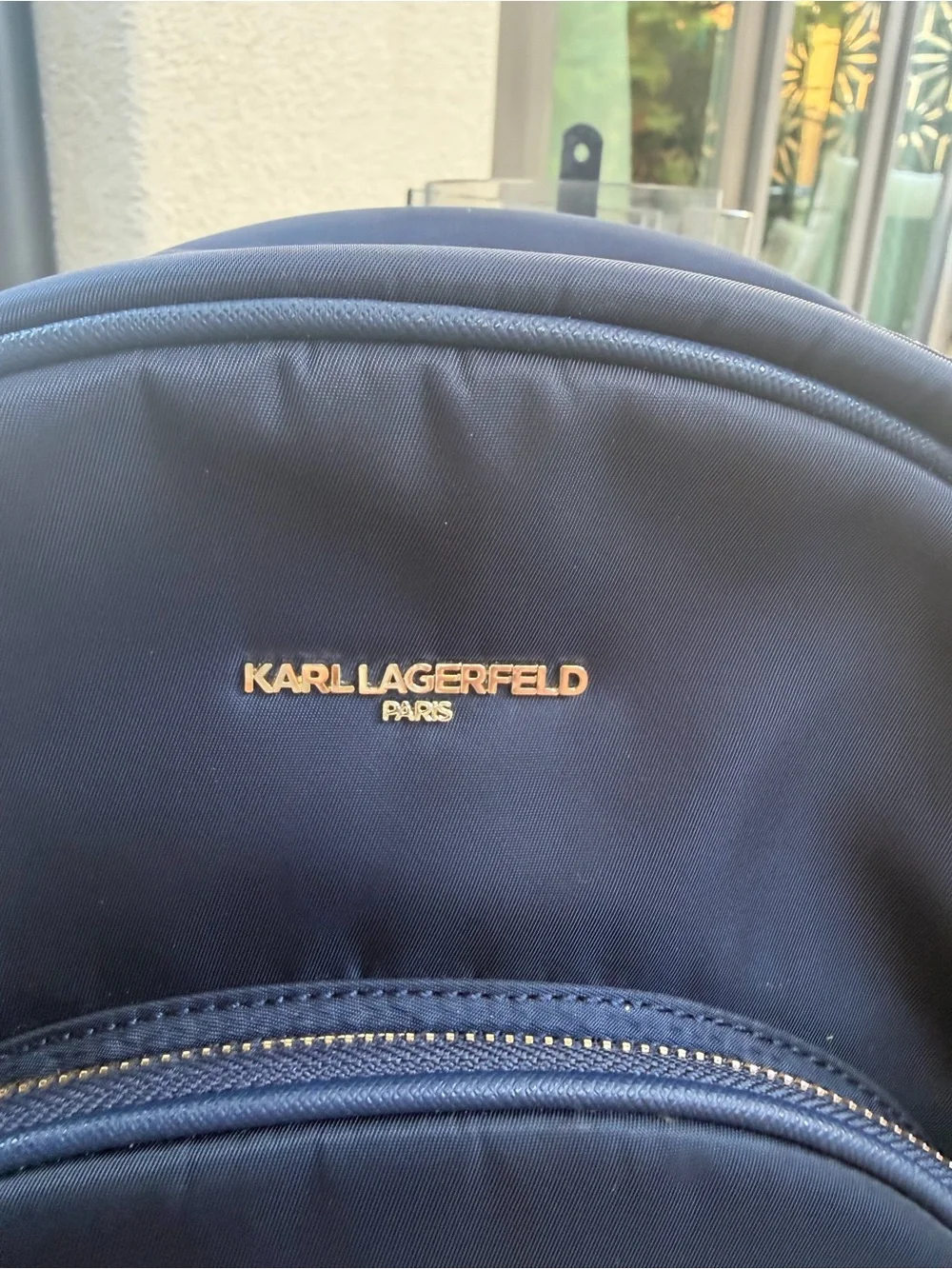 Karl Lagerfeld Navy Backpack with Gold-Tone Logo